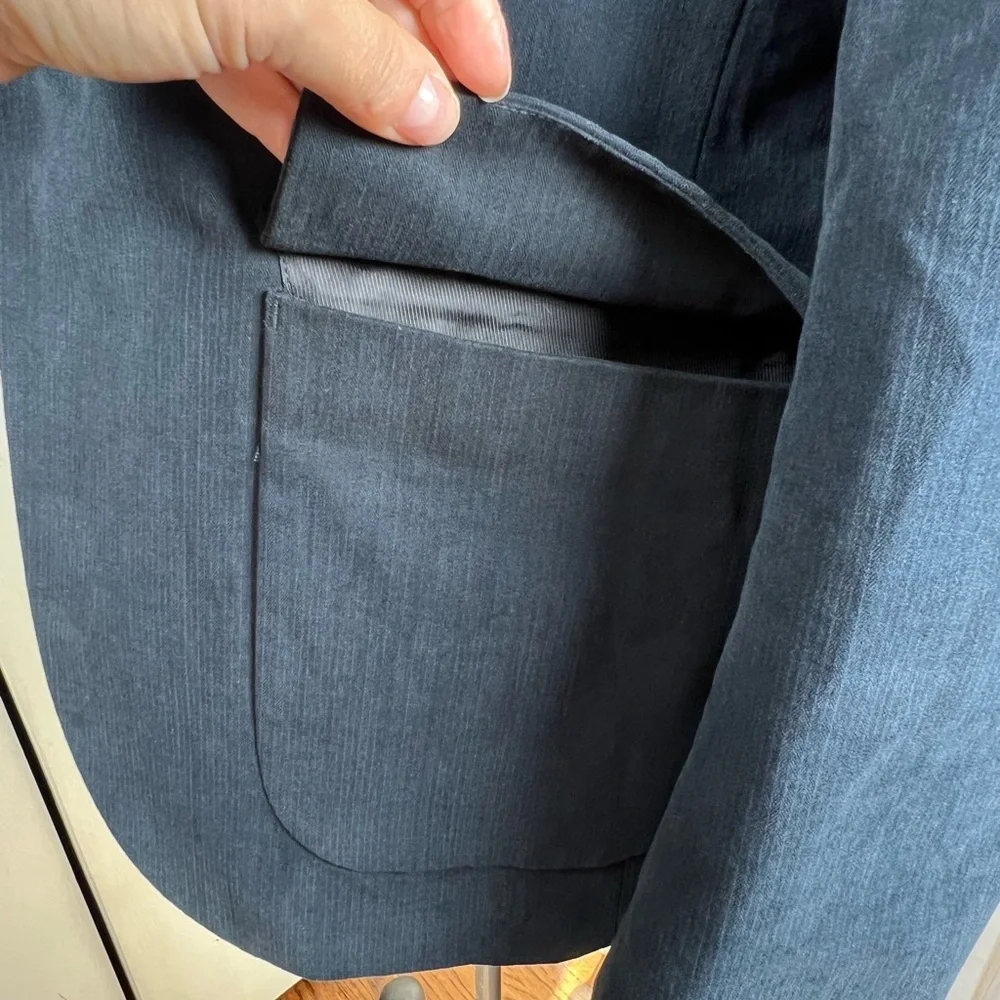 Armani Exchange Mens Single Breasted Ridged Corduroy Blazer Navy Blue Size 40R - Picture 4 of 13